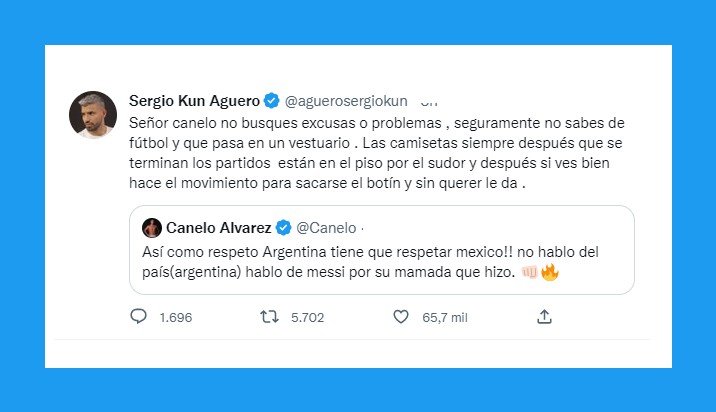 Kun Agüero responde al Canelo tras su amenaza a Messi No sabes de fútbol