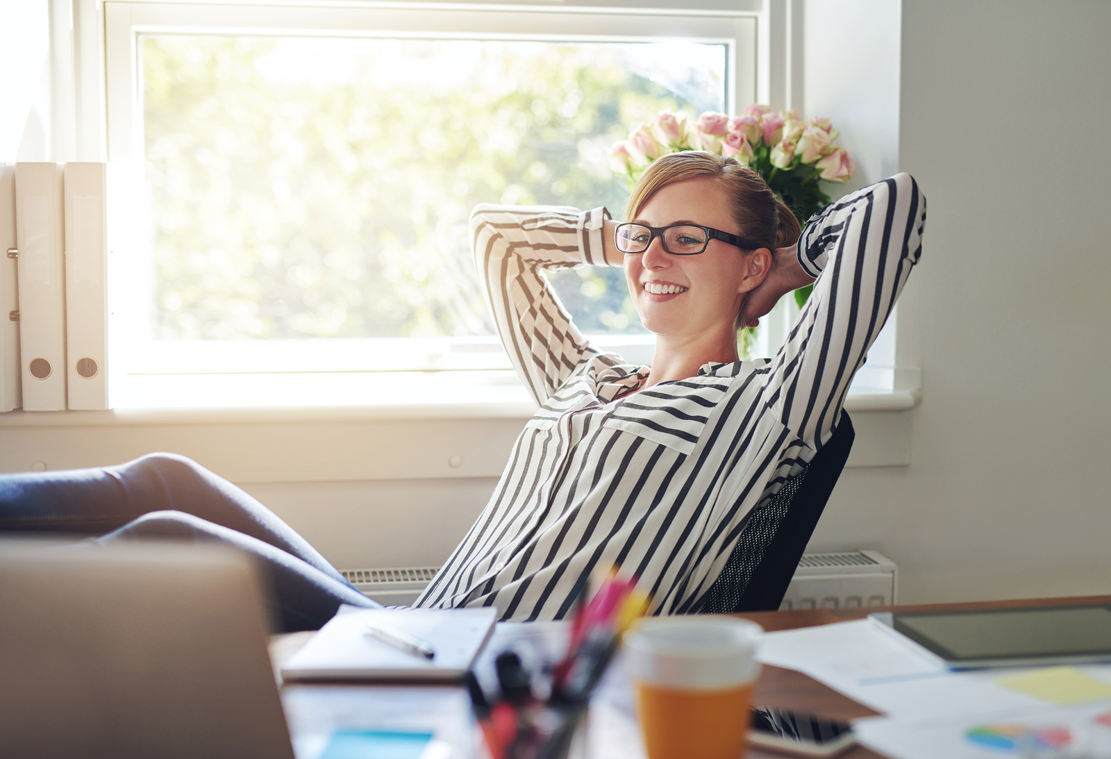 Happy Contented Businesswoman