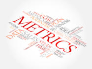 Metrics word cloud collage, business concept background