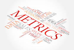 Metrics word cloud collage, business concept background