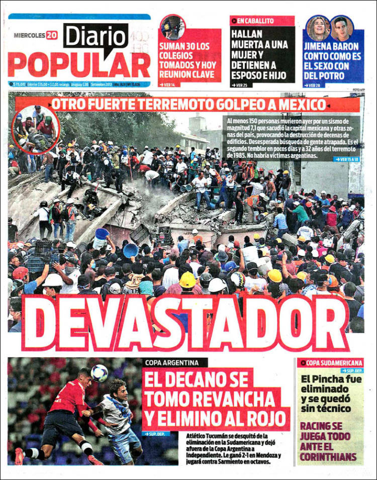 Las Portadas De Periódicos Más Impactantes Del Sismo De México