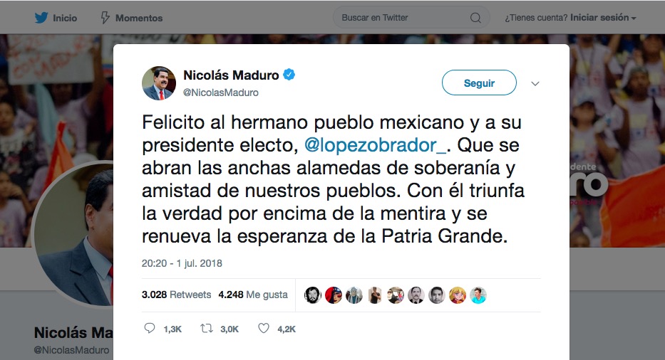 Nicolas Maduro-Lopez Obrador-Elecciones 2018