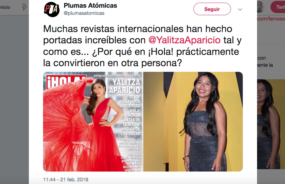 Critican a ¡Hola! por exceso de Photoshop en portada de Yalitza Aparicio