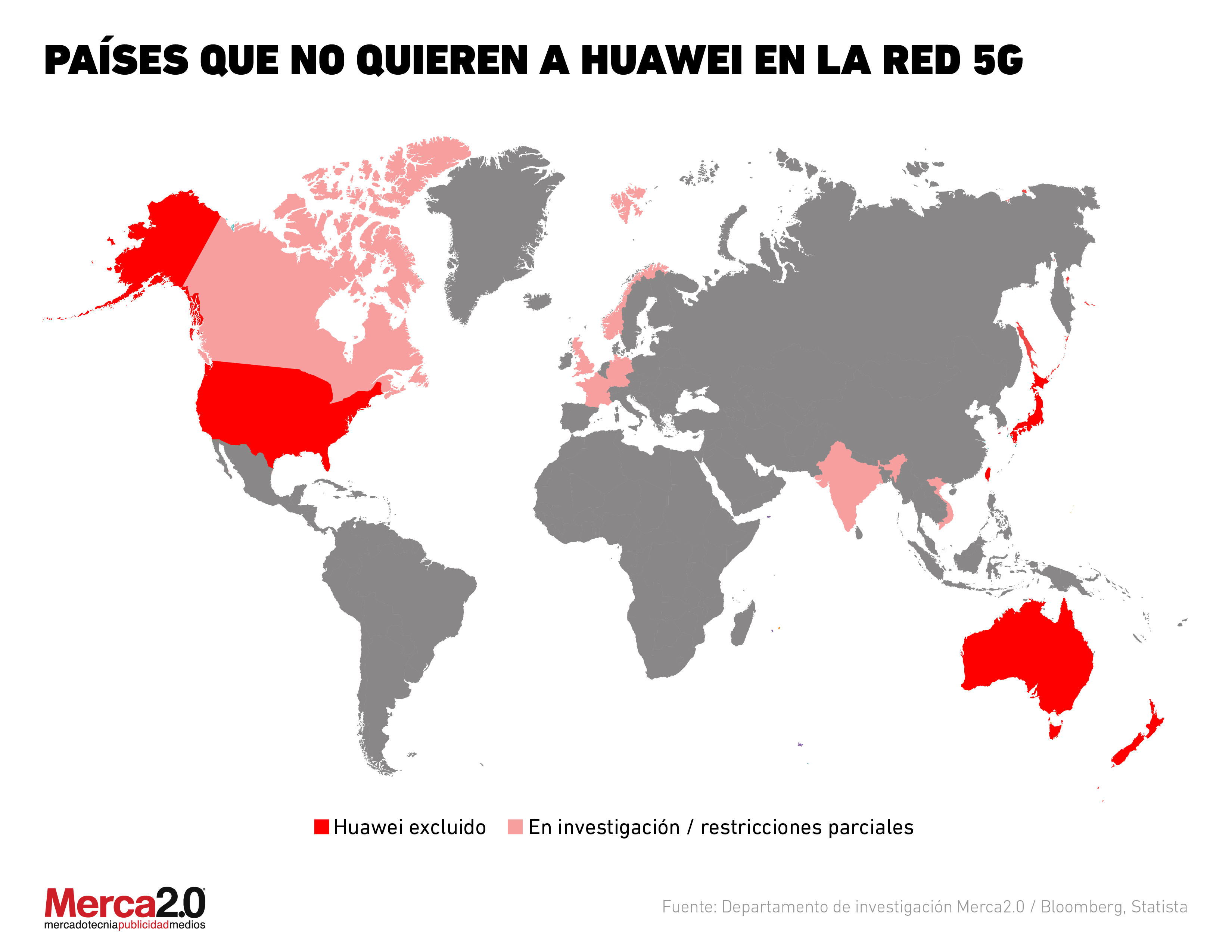 Las naciones que rechazan a Huawei 