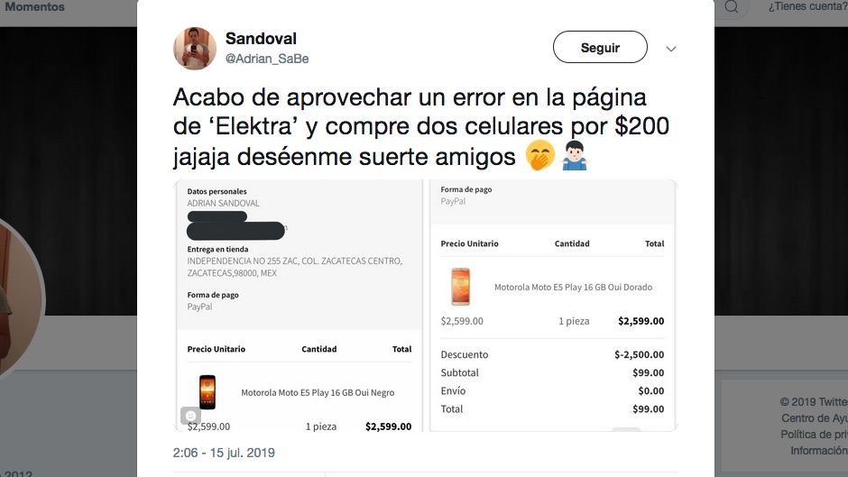 Por error Elektra da descuentos de $2500 en su tienda