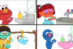 Sésamo: La-la lava, enjuaga, junto a Elmo y sus amigos