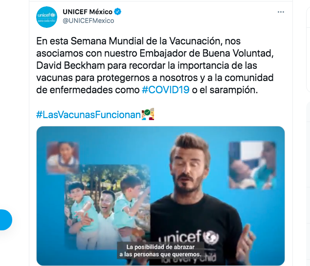 UNICEF y Beckham, unidos por la vacunación