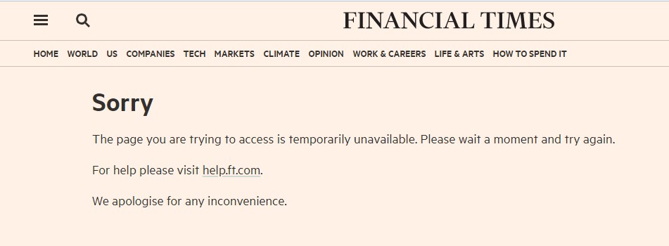 error 503 Financial Times