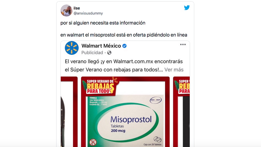 Walmart anuncia Misoprostol en internet y extraña pauta es exhibida en redes