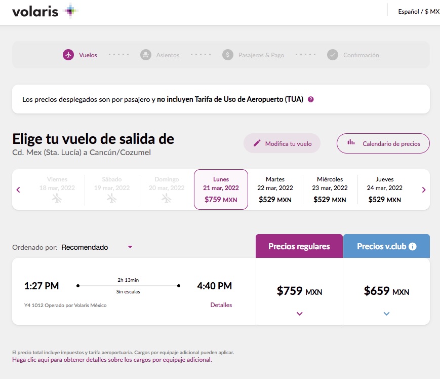 This will cost to fly from Santa Lucia to Cancun by Volaris