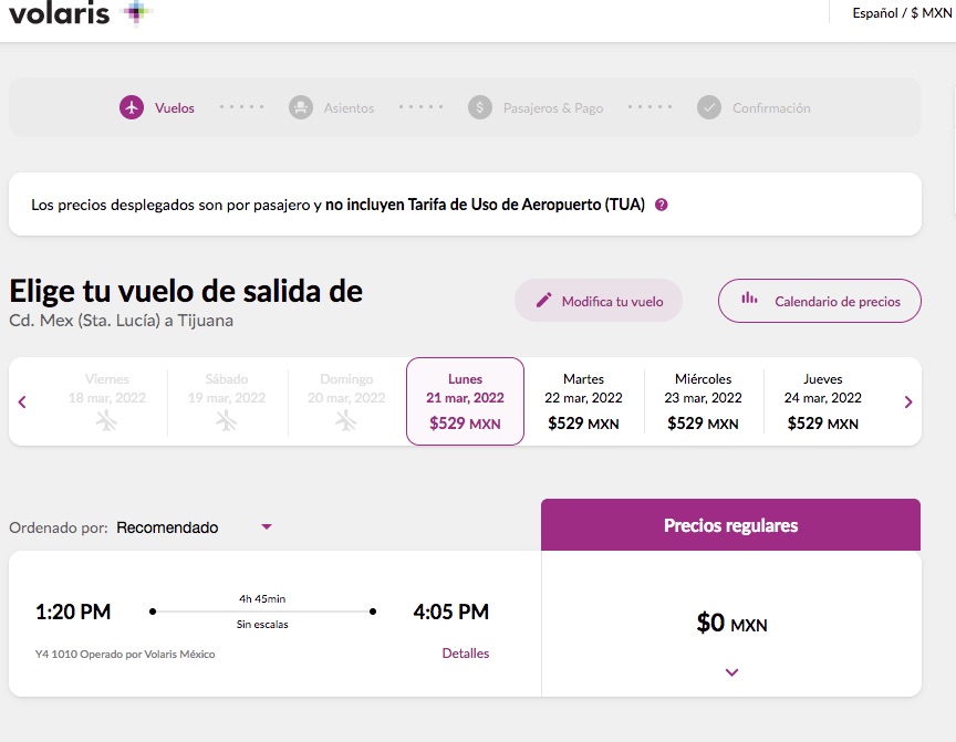 This will cost to fly from Santa Lucia to Cancun by Volaris