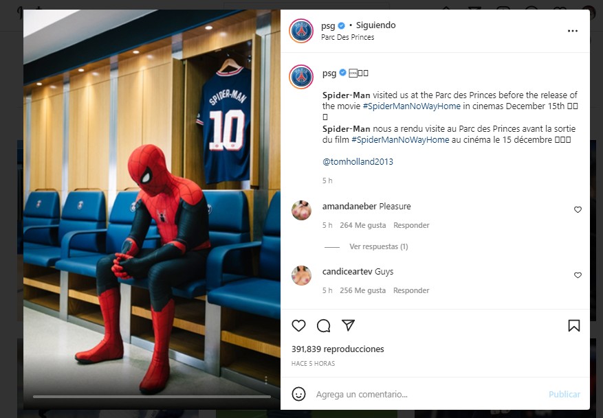 spiderman the new PSG player marketing promotion