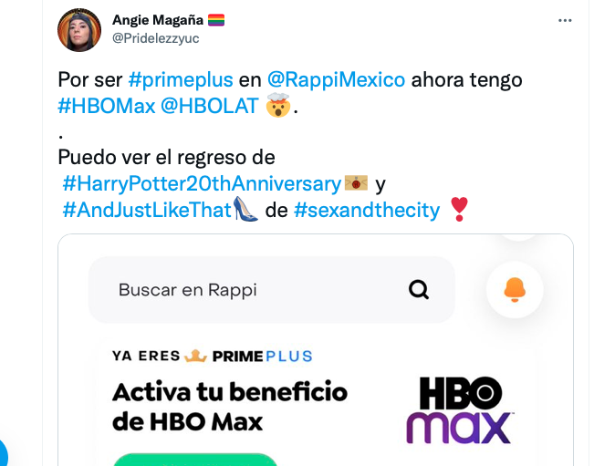 Rappi rewards prime customer with HBO Max subscription