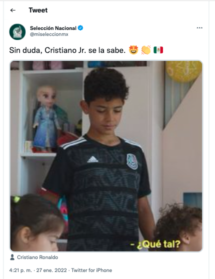 Cristiano Jr. luce camiseta de México en serie de Georgina