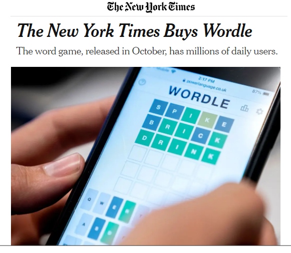 The New York Times Buys Wordle, The Game That Is Viral (will It Still