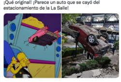 Destacan "estrategia de publicidad" de La Salle con auto que cayó del cielo
