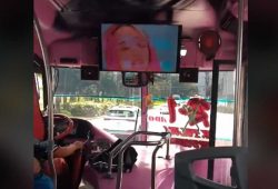 autobus tuneado rosa y premium