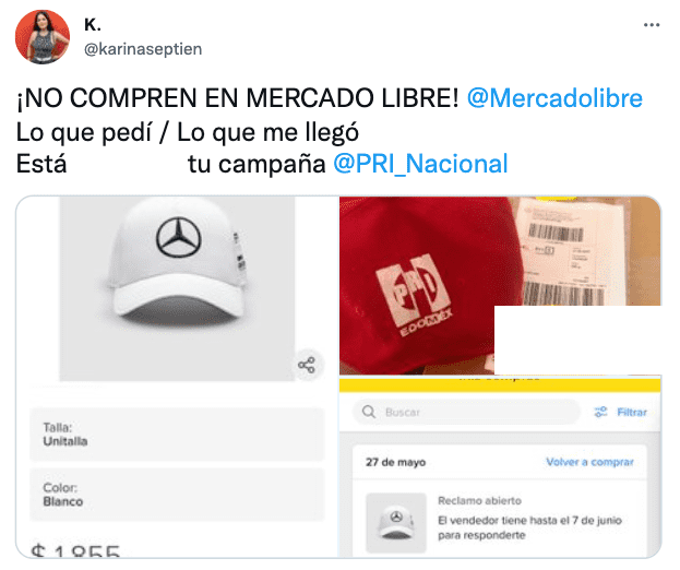 Kupił czapkę Mercedesa do Mercado Libre, ale przyjechała jedna z PRI