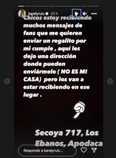 Por cumpleaños, Karely Ruiz comparte dirección para envío de regalos