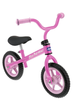 Bicicleta color rosa marca Chicco.