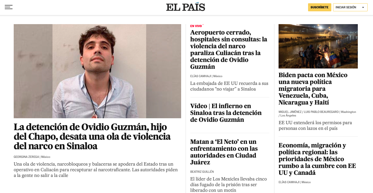 International media after the arrest of Ovidio Guzmán