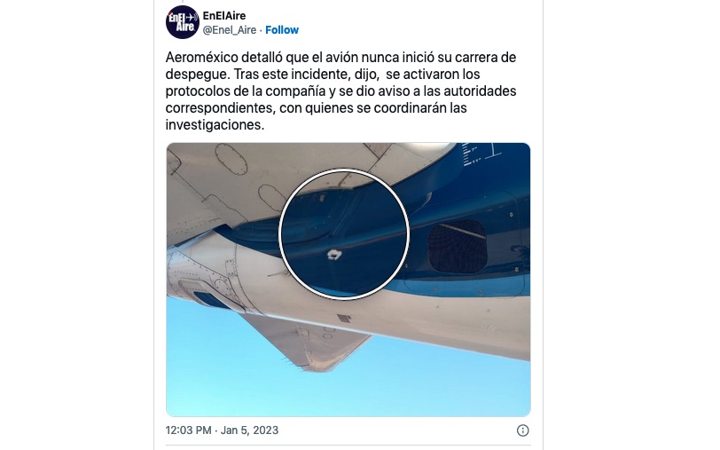 Aeroméxico bala avión Culiacán