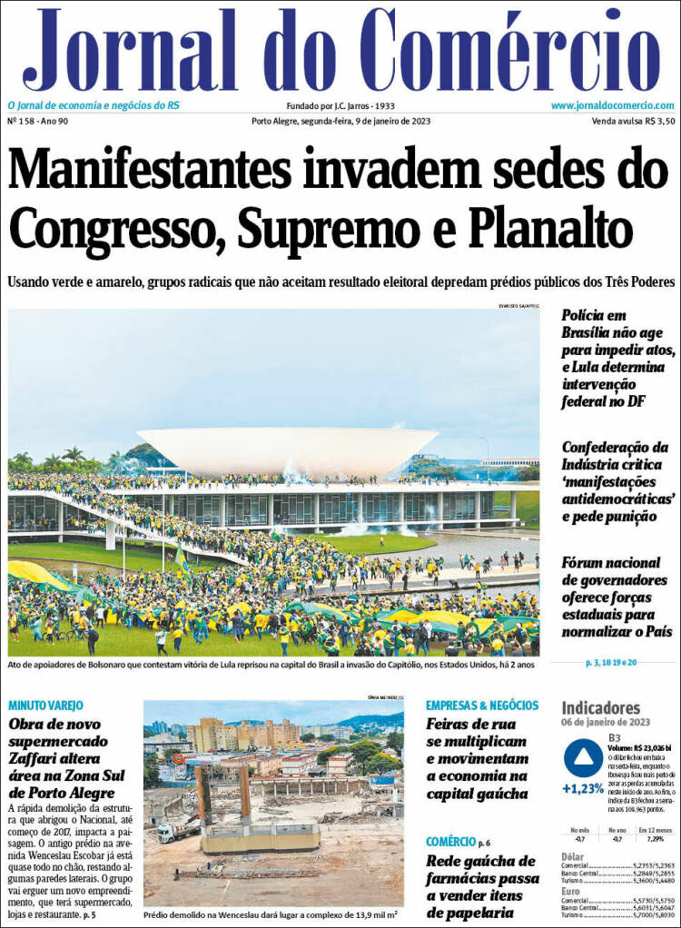 The attack on the federal district of Brazil, on the front pages of the world