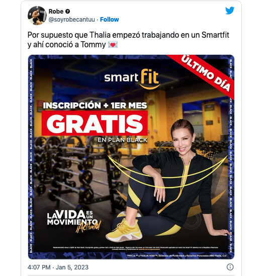 Thalia appears in advertising for Smart Fit and puzzles in networks