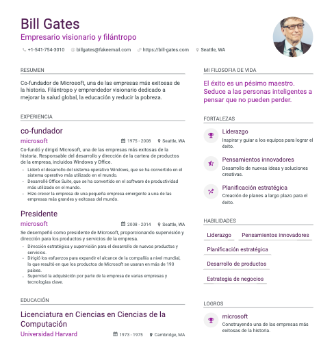 Currículum de Bill Gates