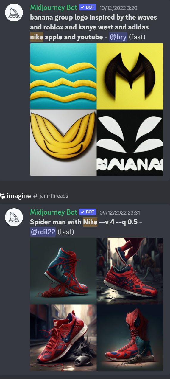 nike banana y spiderman