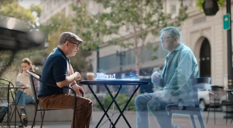 Una demostración de finales de 2021 ilustra cómo Meta imagina que las gafas AR podrían funcionar para permitir que alguien juegue al ajedrez con un holograma. Imagen: Meta