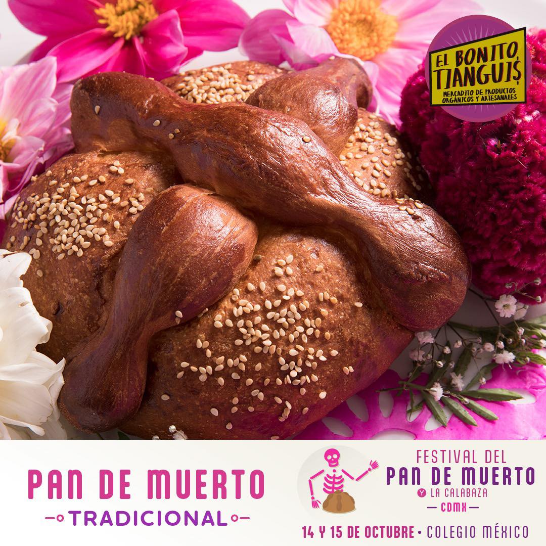 Pan de muerto tradicional, con ajonjolí