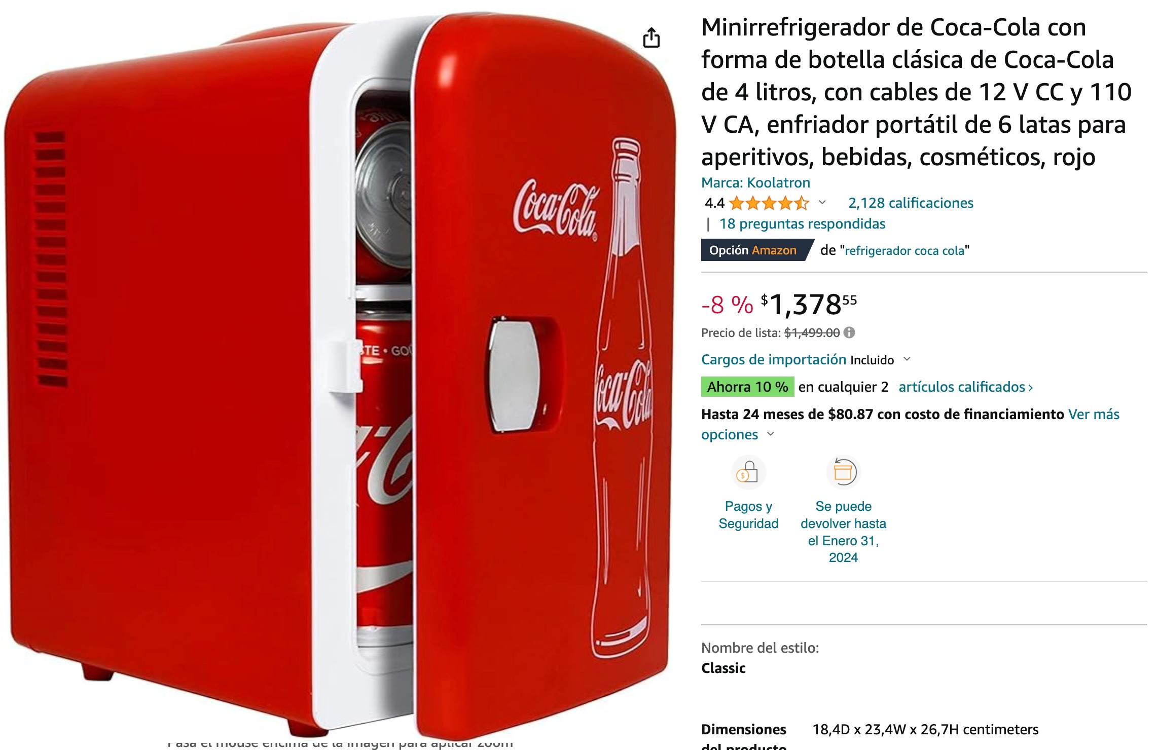 Mini Refrigerated Coca Cola