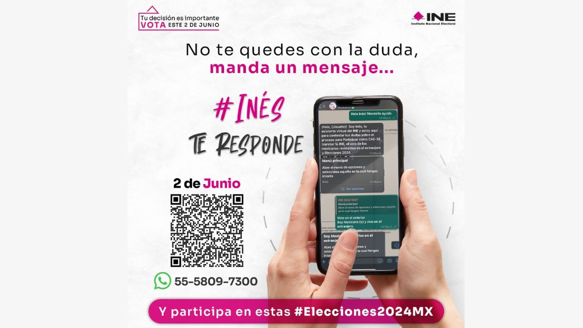 Inés, la asistente virtual del INE para las elecciones 2024 Foto: Especial