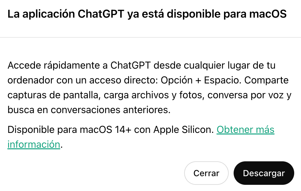 App de ChatGPT ya está disponible para macOS: lo que debes saber para instalarla 