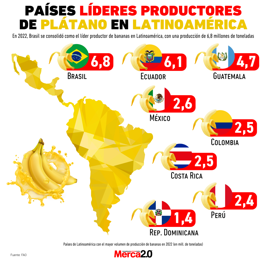 Gráfica del día: Países líderes productores de plátano en Latinoamérica