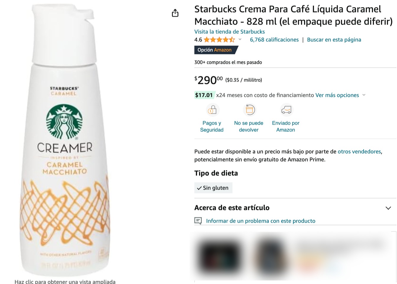 La crema de Caramel Macchiato de Starbucks es uno de los productos que puedes comprar en Amazon.