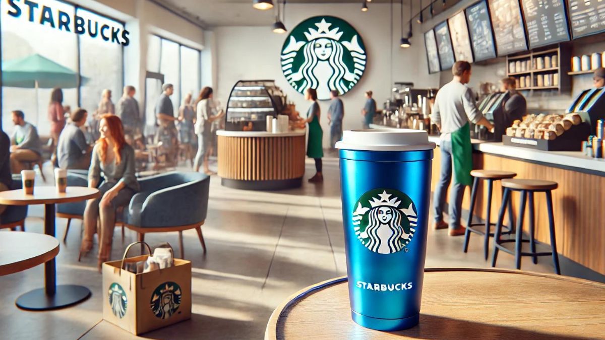 Starbucks venderá el vaso azul Stanley este 1 de julio Foto: Especial
