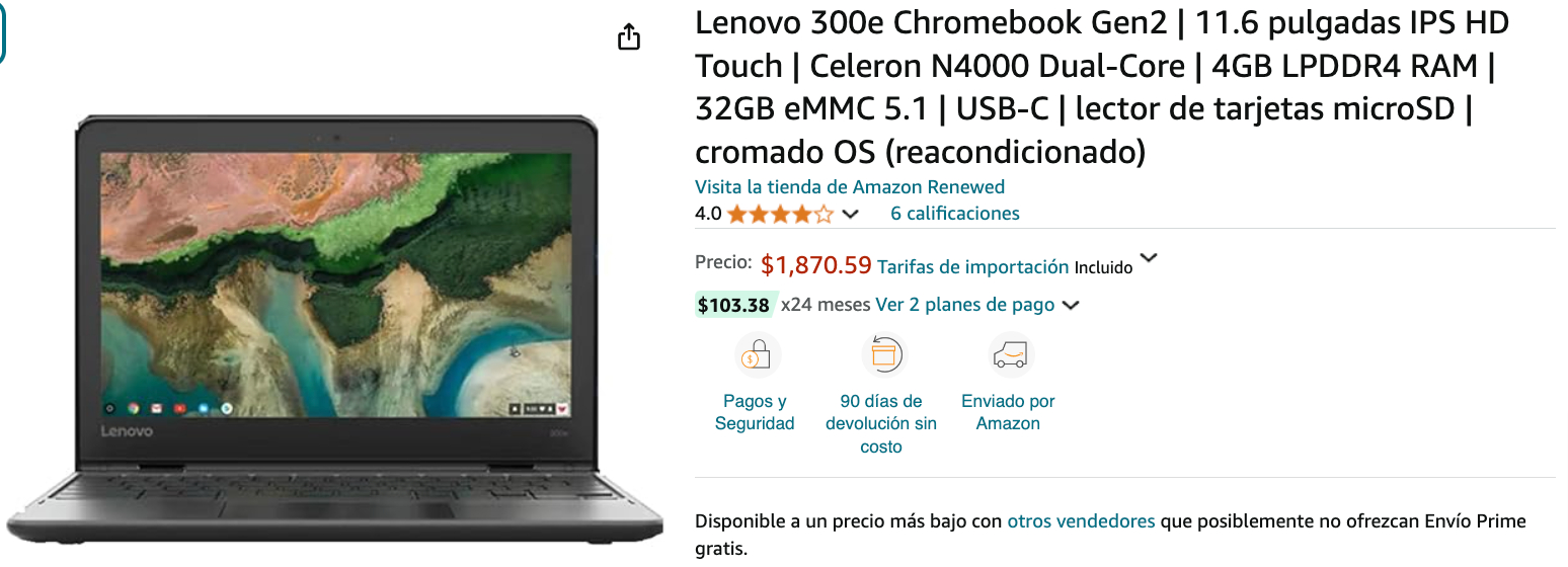 CHROMEBOOK REGRESO A CLASES