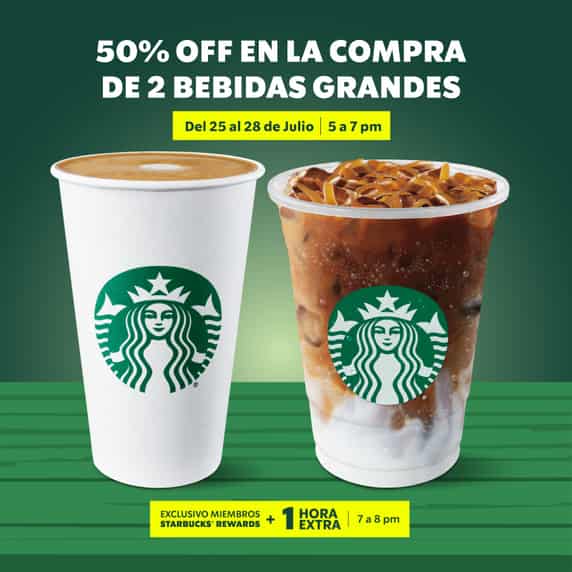 starbucks promoción 50%