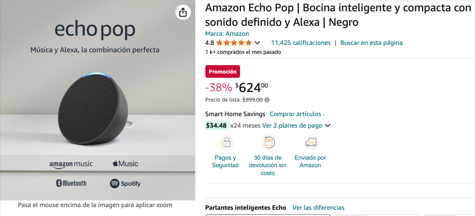 Uno de los aspectos más destacados del Echo Pop es su diseño que respeta tu privacidad. Amazon ha incluido varias capas de controles de privacidad, como un botón para desactivar los micrófonos cuando lo desees. Además, el dispositivo solo comienza a procesar información cuando detecta la palabra de activación “Alexa”, iluminando una barra de luz en color azul, para que siempre sepas cuándo está activo.