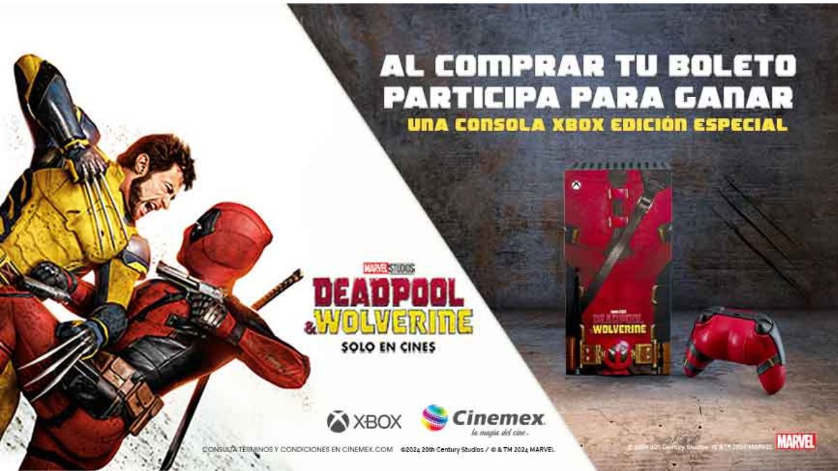 Así te puedes ganarte la consola Xbox edición especial Deadpool & Wolverine de Cinemex Foto: Cinemex