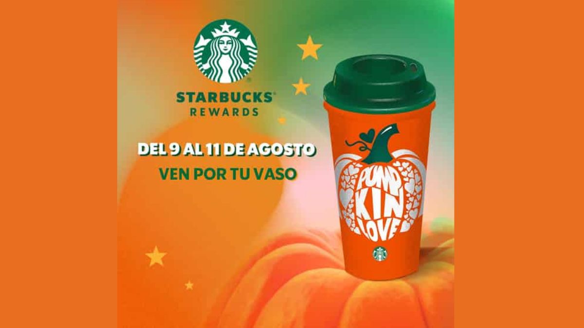 Estas es el nuevo vaso Pumpkin Love que tendrá Starbucks a partir del 9 de agosto Foto: Especial