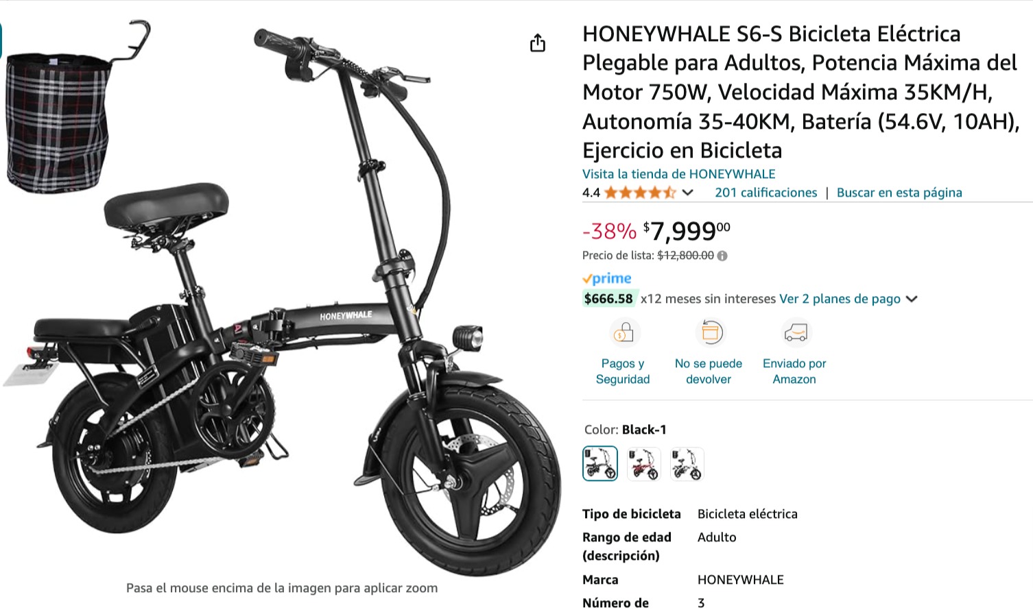 MOTO BICI ELECTRICA AMAZON