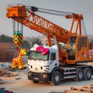 Chocó su auto pero grúa de Hello Kitty lo rescata