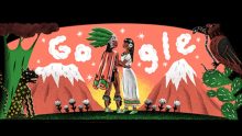 Popocatépetl e Iztaccíhuatl, el doodle de Google del 16 de septiembre, día de la inicio de la Independencia de México Foto: Google