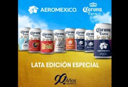 Estos son las latas conmemorativas de Grupo Modelo para celebrar los 90 años de Aeroméxico Foto: Grupo Modelo