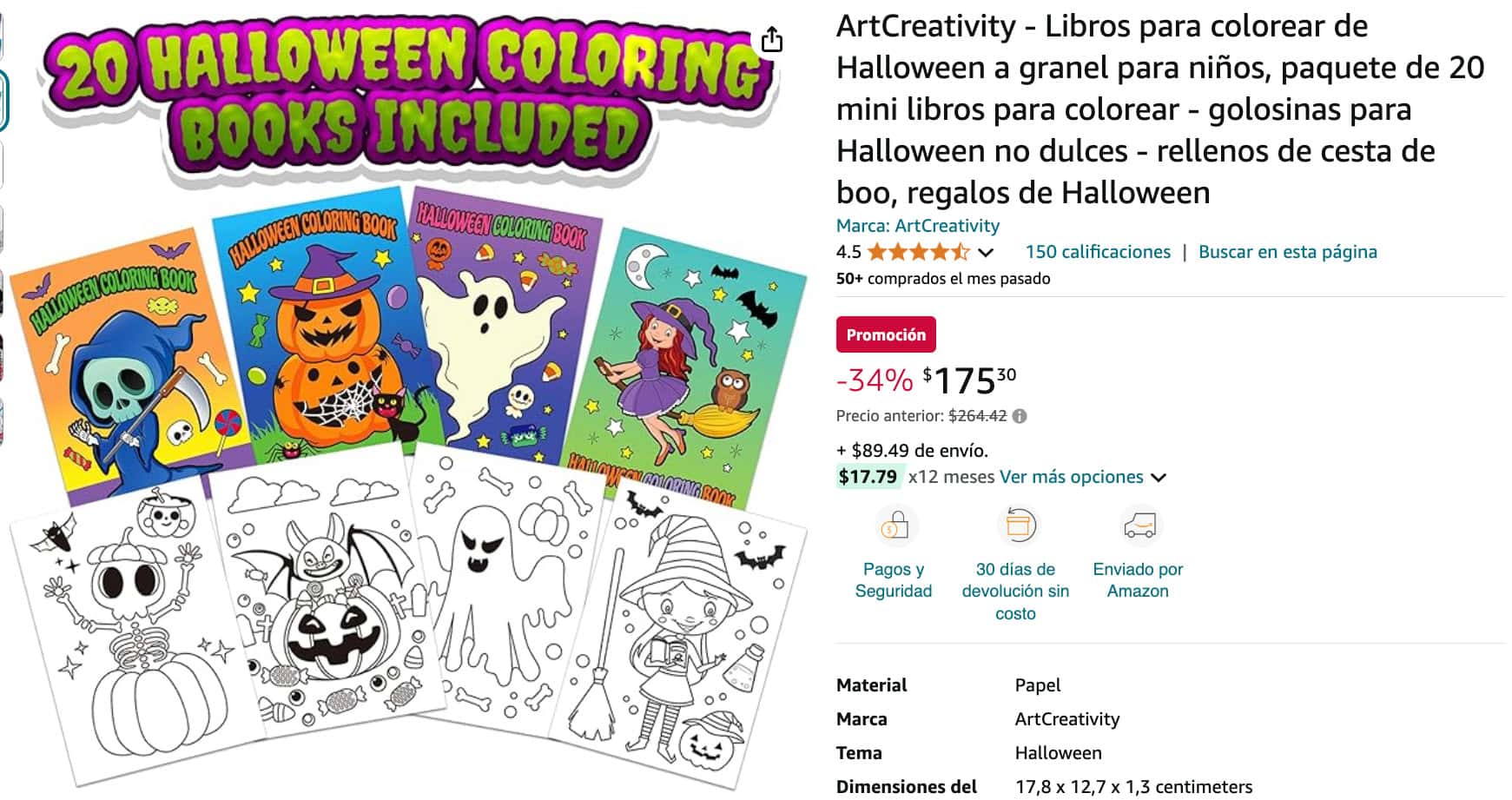 LIBRO PARA COLOREAR AMAZON HALLOWEEN