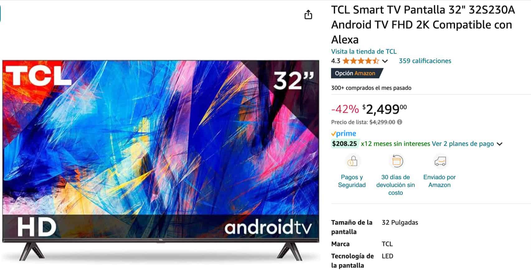 TCL PANTALLA SMART TV AMAZON