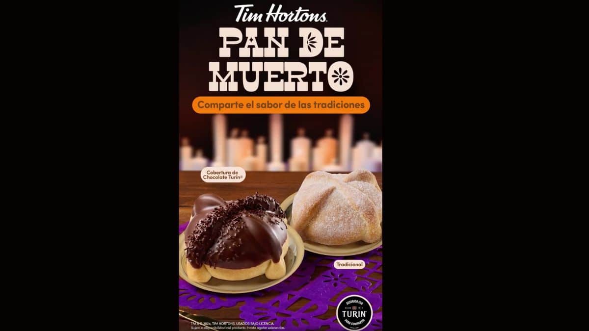 Tim Hortons tiene el PAN DE MUERTO con chocolate Turín para Día de Muertos 2024 Foto: Especial